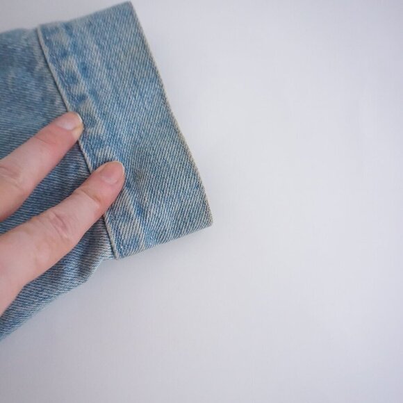 Vintage '90s Pepsi Co Light Wash 100% Cotton Button Up Blue Denim Jacket M - Picture 11 of 12